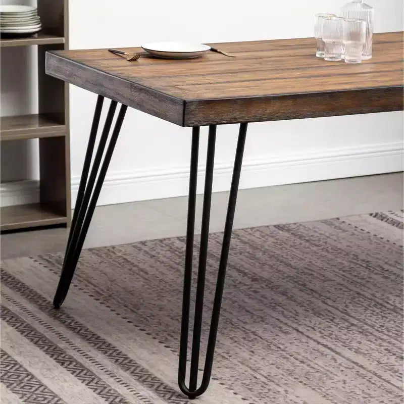 Roundhill Furniture Aryven Industrial 7-Piece Dining Set, Antique Brown