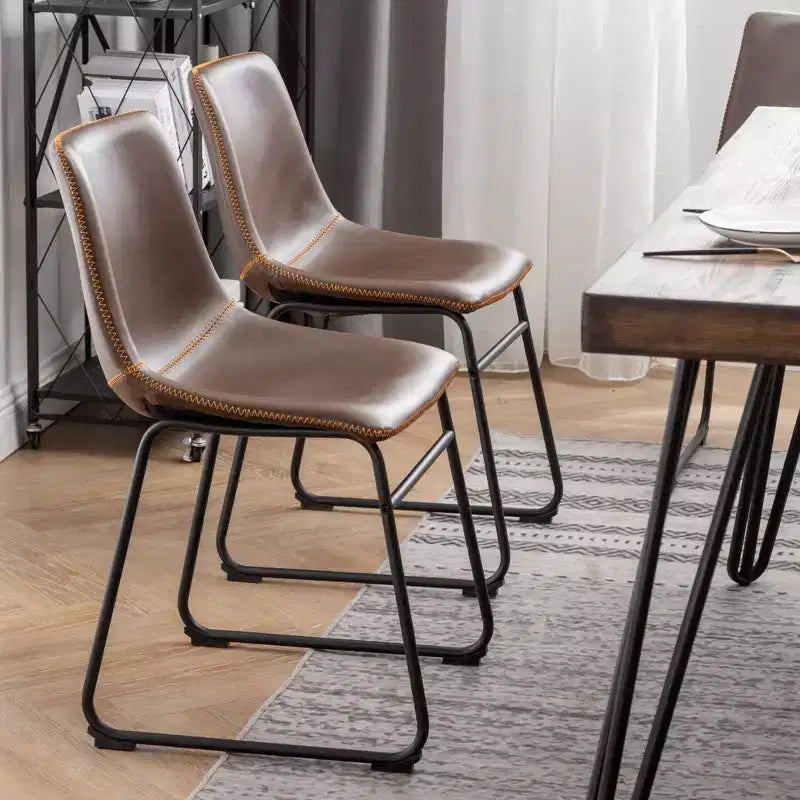 Roundhill Furniture Aryven Industrial 7-Piece Dining Set, Antique Brown