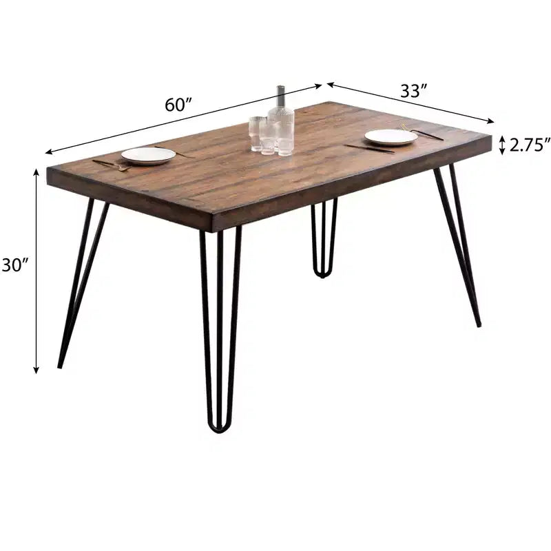 Roundhill Furniture Arroyo Dining Set, Hairpin Dining Table with 4 Cross-back Chairs, Rich Black, 5-Piece