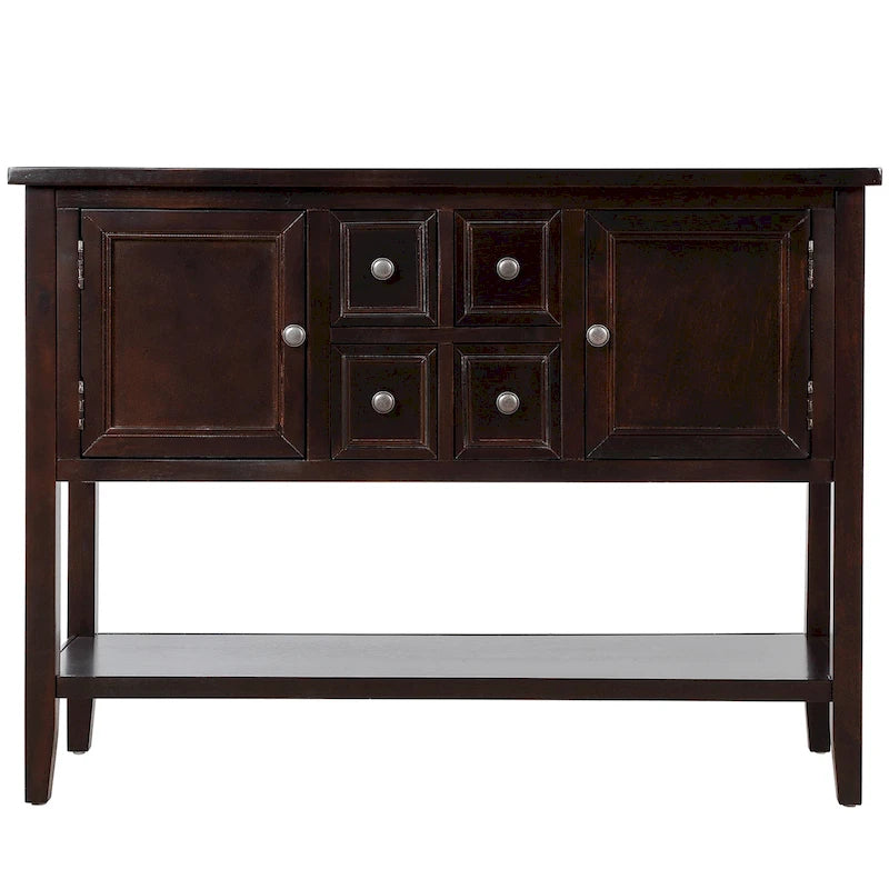 Buffet/bahut en bois massif de 46 po avec tiroirs, portes d'armoire et étagère inférieure