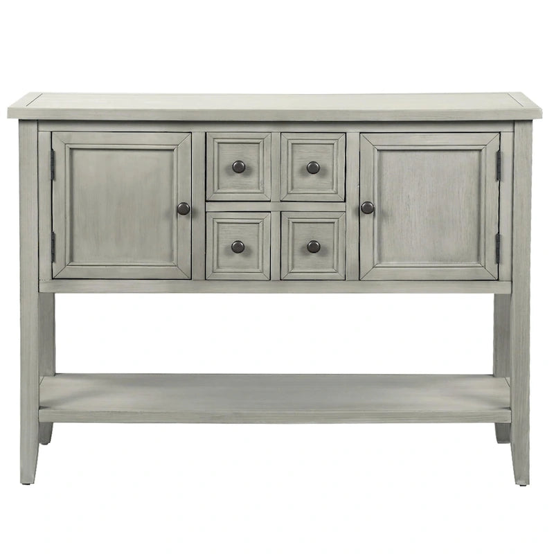 Buffet/bahut en bois massif de 46 po avec tiroirs, portes d'armoire et étagère inférieure