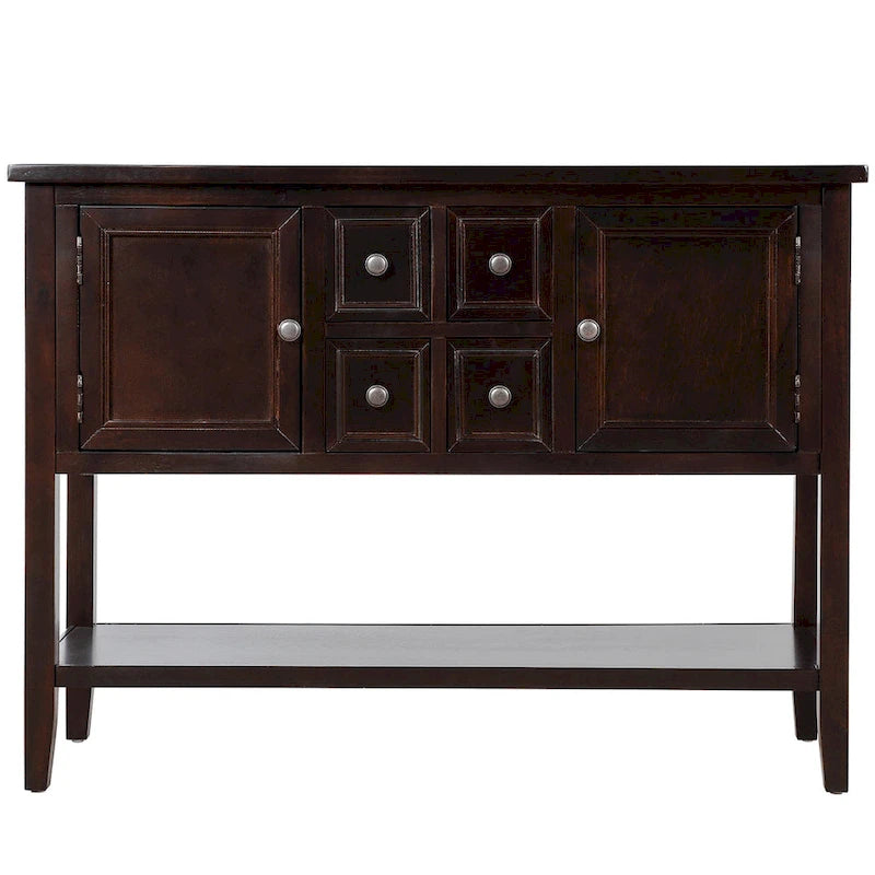 Buffet/bahut en bois massif de 46 po avec tiroirs, portes d'armoire et étagère inférieure