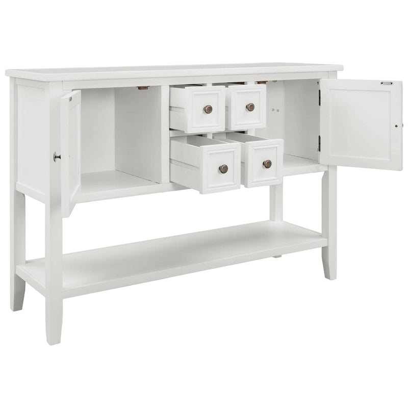 Buffet/bahut en bois massif de 46 po avec tiroirs, portes d'armoire et étagère inférieure