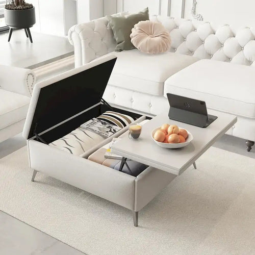 Table basse pouf de rangement relevable carré de 35 po