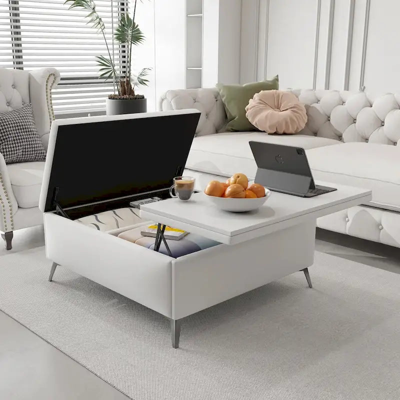 Table basse pouf de rangement relevable carré de 35 po