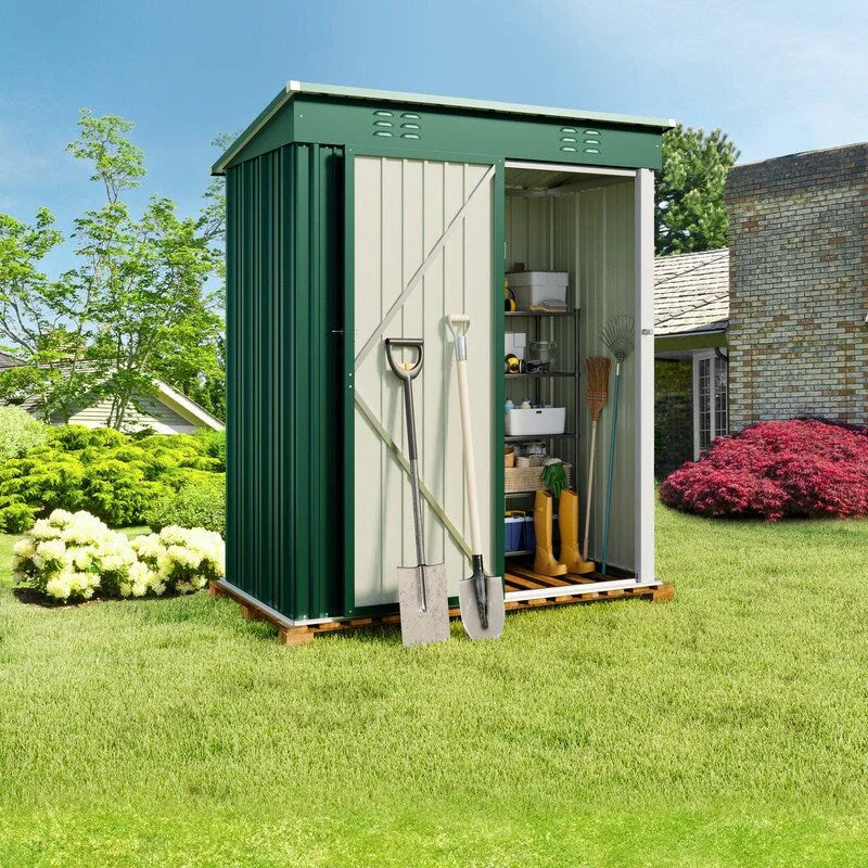 Outdoor Storage Metal Shed Garden Tool Shed with Lockable Door for Patio Furniture and Tools