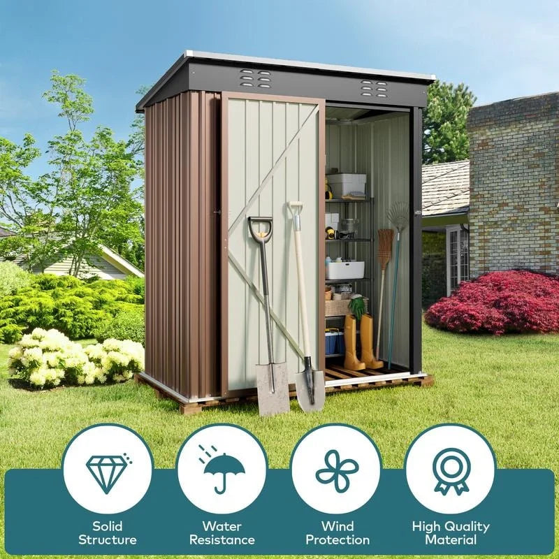 Outdoor Storage Metal Shed Garden Tool Shed with Lockable Door for Patio Furniture and Tools