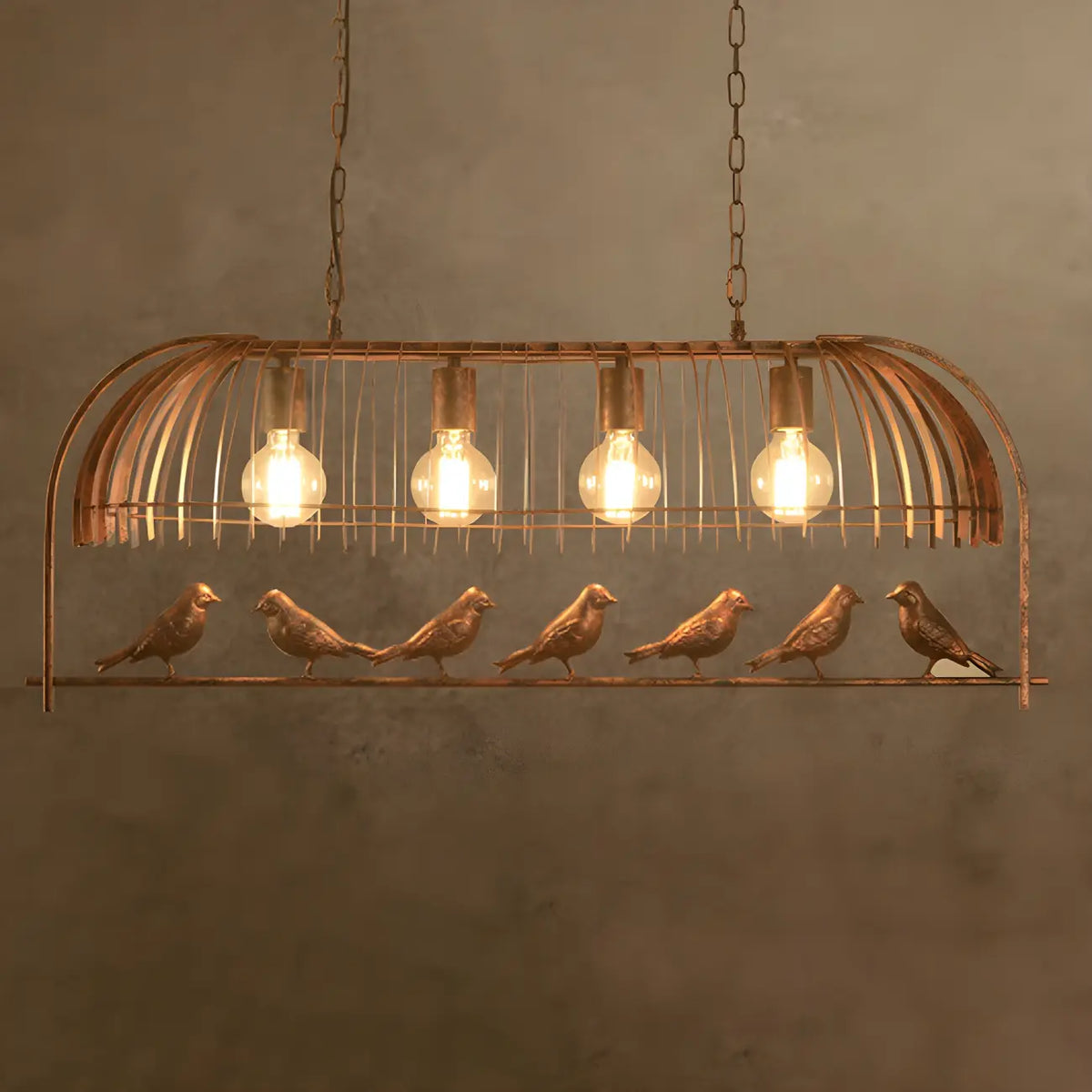 Industrial Metal Birdcage Island Pendant Light for Kitchen