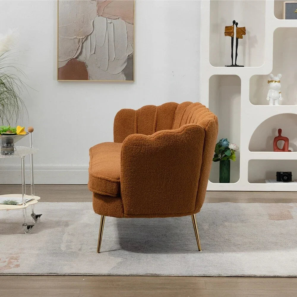 Small Mini Room Couch Two-Seater Sofa with Gold Metal Leg - 2 Seat