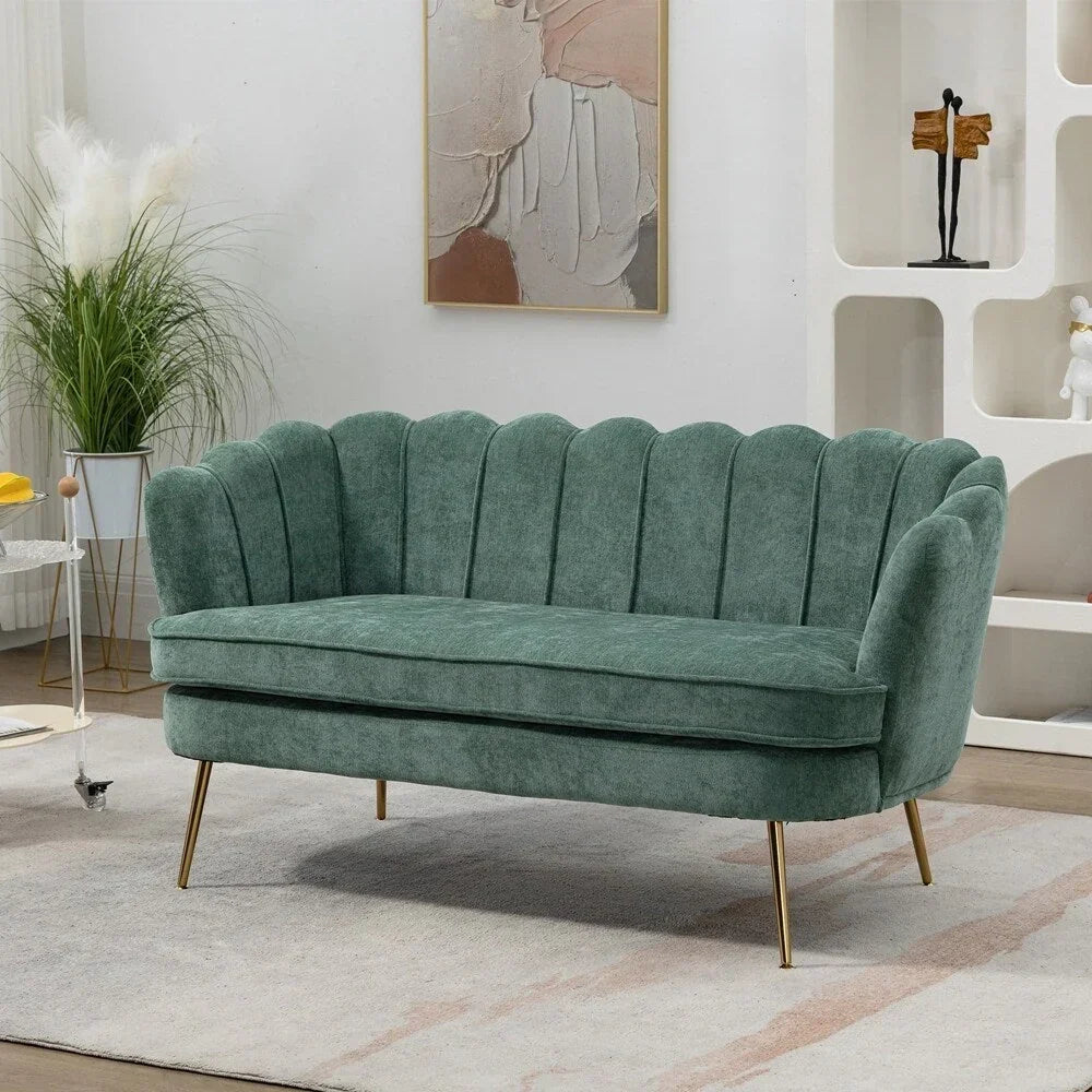 Small Mini Room Couch Two-Seater Sofa with Gold Metal Leg - 2 Seat