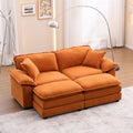2-seater sofa with 2 cushions, 2 pillows and 2 ottomans, comfortable sofa - Living room deep sofa, modular sofa