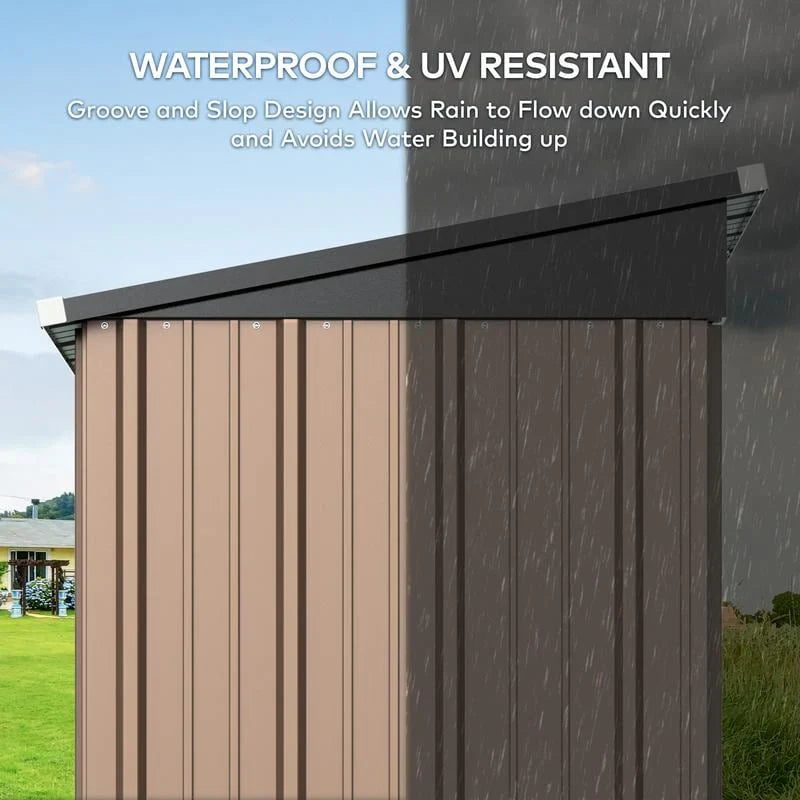 Outdoor Storage Metal Shed Garden Tool Shed with Lockable Door for Patio Furniture and Tools