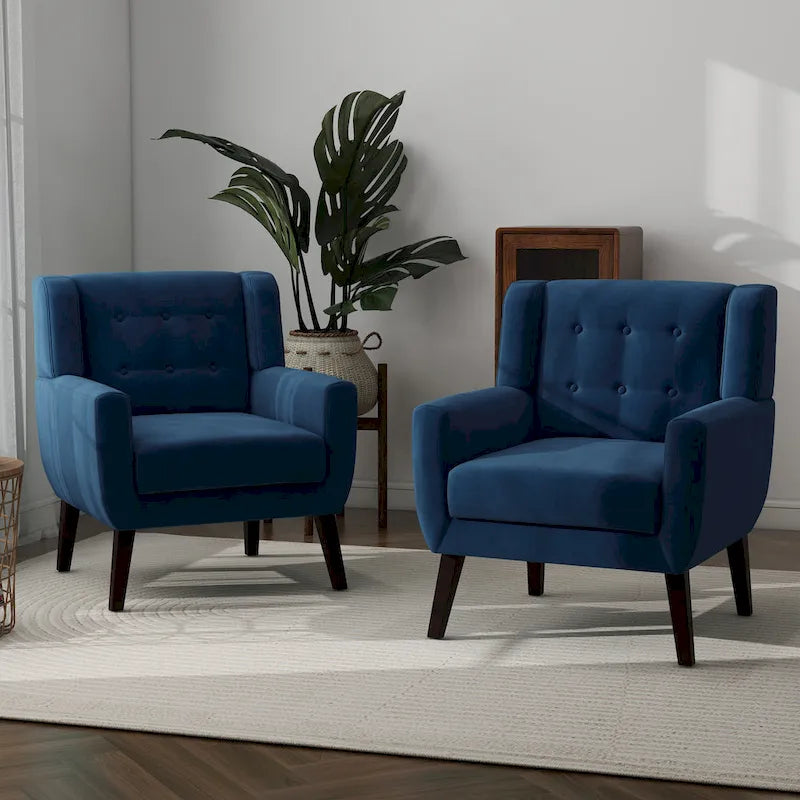 Set of 2 Velvet Living Room Accent Chair Upholstered Armchair