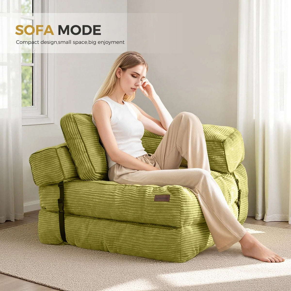 Foldable Sofa Bed,L-Shaped Floor Sofa Couch