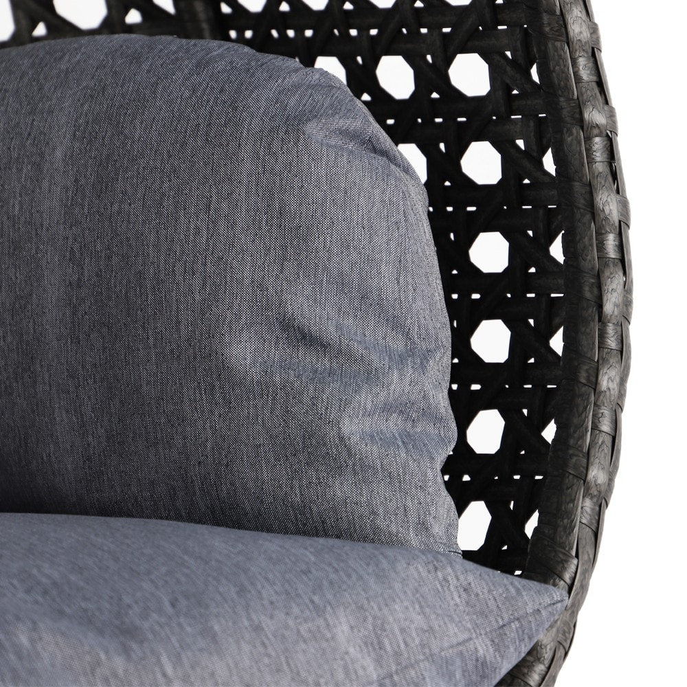 LeisureMod 2 Person Hanging Egg Chair with Stand - Outdoor/Indoor Rattan Wicker Patio Swing Hammock Lounger with Cushions