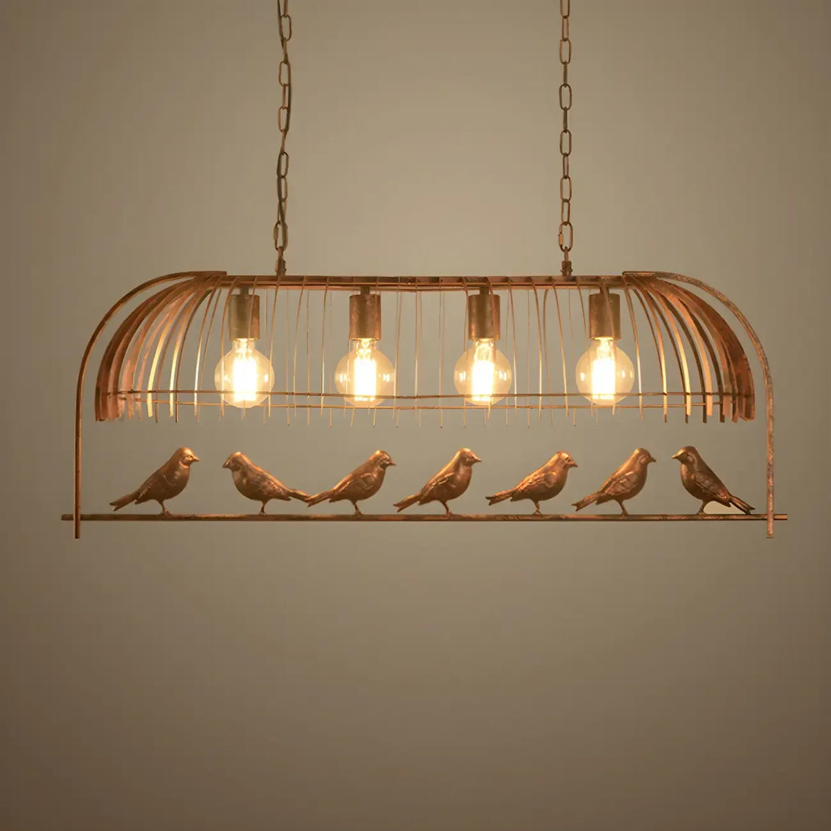 Industrial Metal Birdcage Island Pendant Light for Kitchen