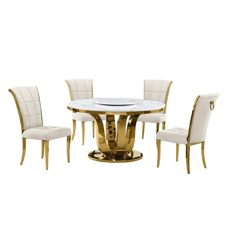 Best Quality Furniture D325-SC324-7 5 Piece Round Dining Set