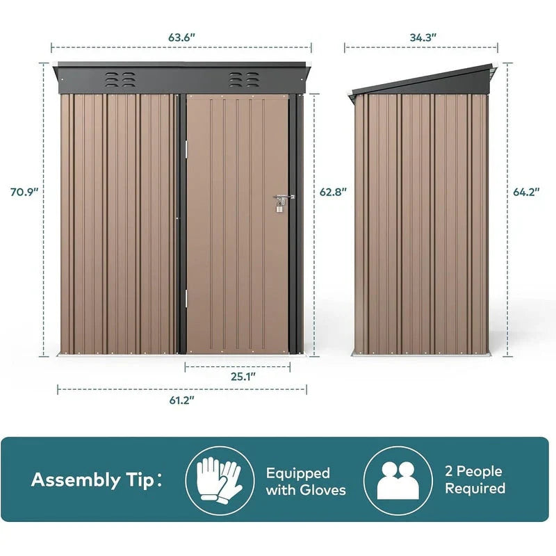 Outdoor Storage Metal Shed Garden Tool Shed with Lockable Door for Patio Furniture and Tools