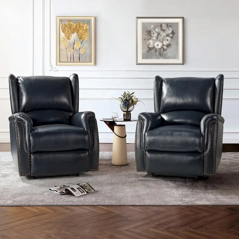 Eduardo Genuine Leather Power Recliner with USB Port Set of 2