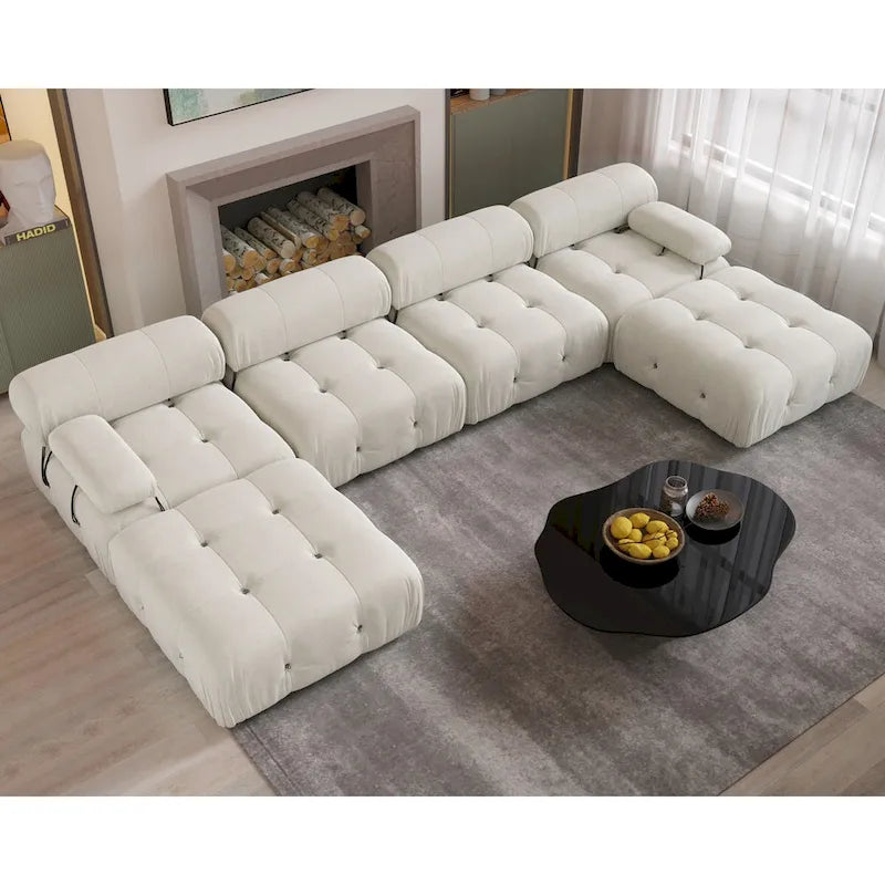 138  Convertible Modular Sectional Sofa, U-Shaped Minimalist Velvet Sofas Couches