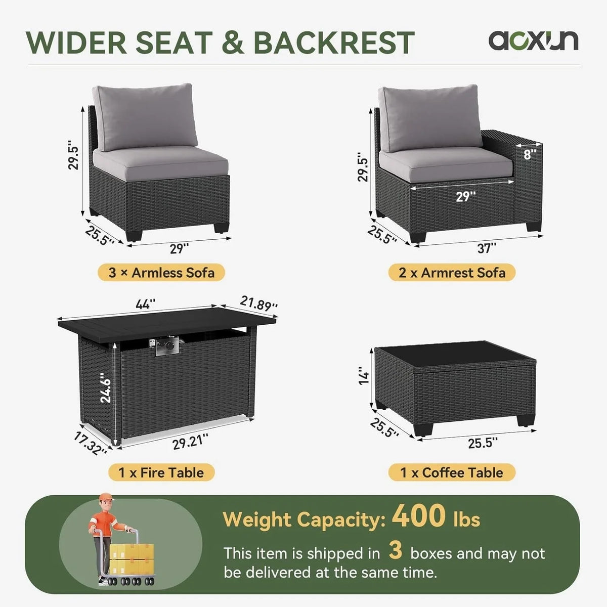 Outdoor Patio Furniture Sets with 4in Thicken Cushion
