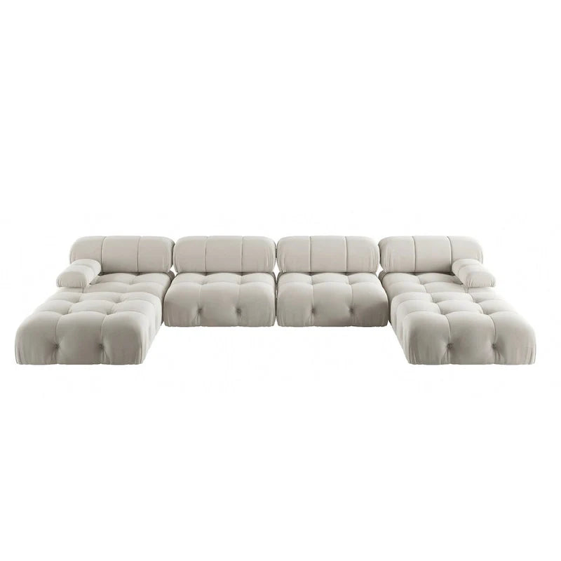 138  Convertible Modular Sectional Sofa, U-Shaped Minimalist Velvet Sofas Couches