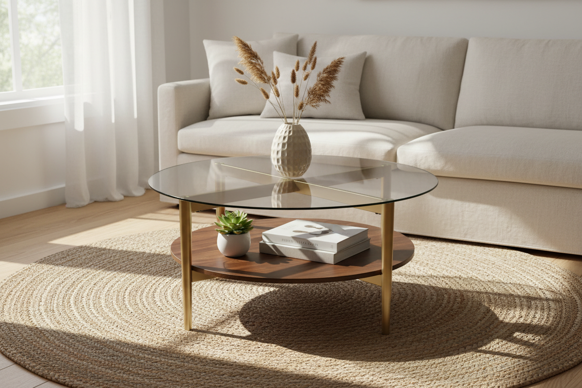 Round Coffee Table in Living Room Scene